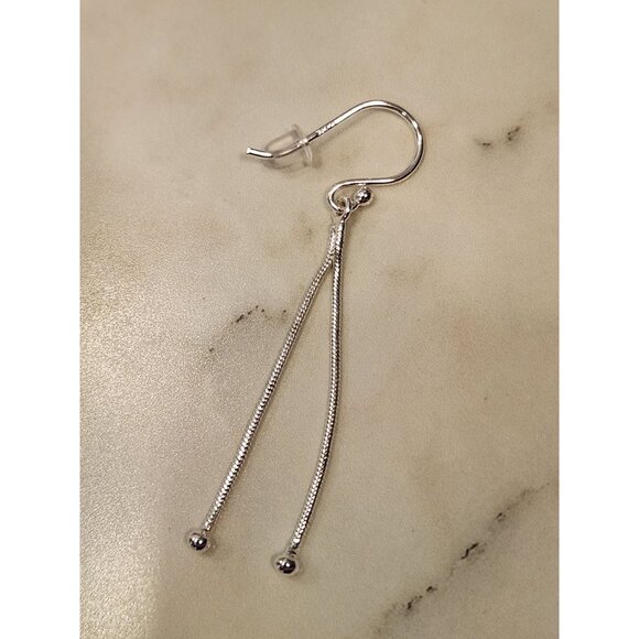 Sterling Silver Dangle Earrings With Chain Drop Design - Picture 4 of 5